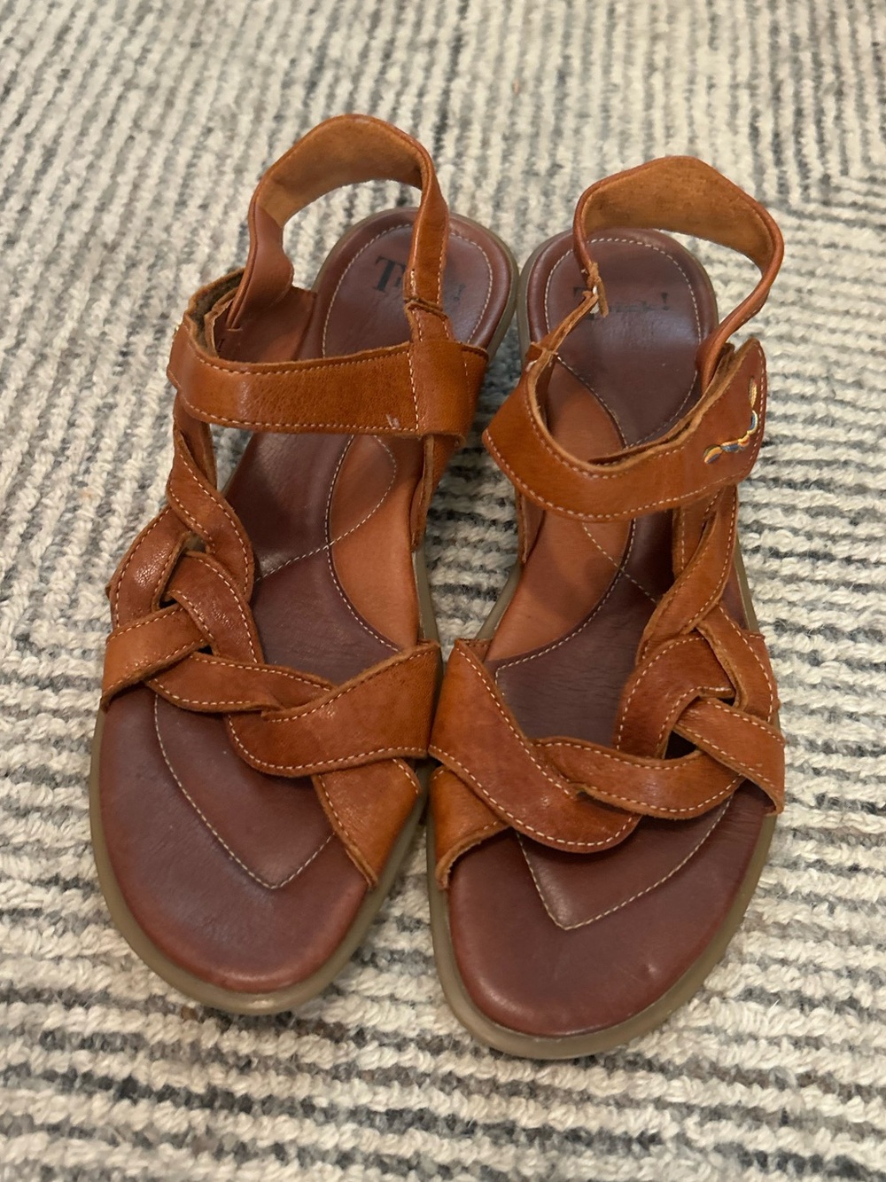 Think Sandals Braided Boho Womens EU 40 | US 9 Casual Slingback Brown Leather